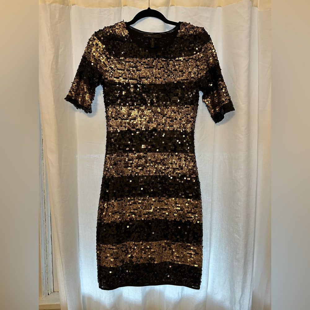 BCBGMaxazria sequin body con dress